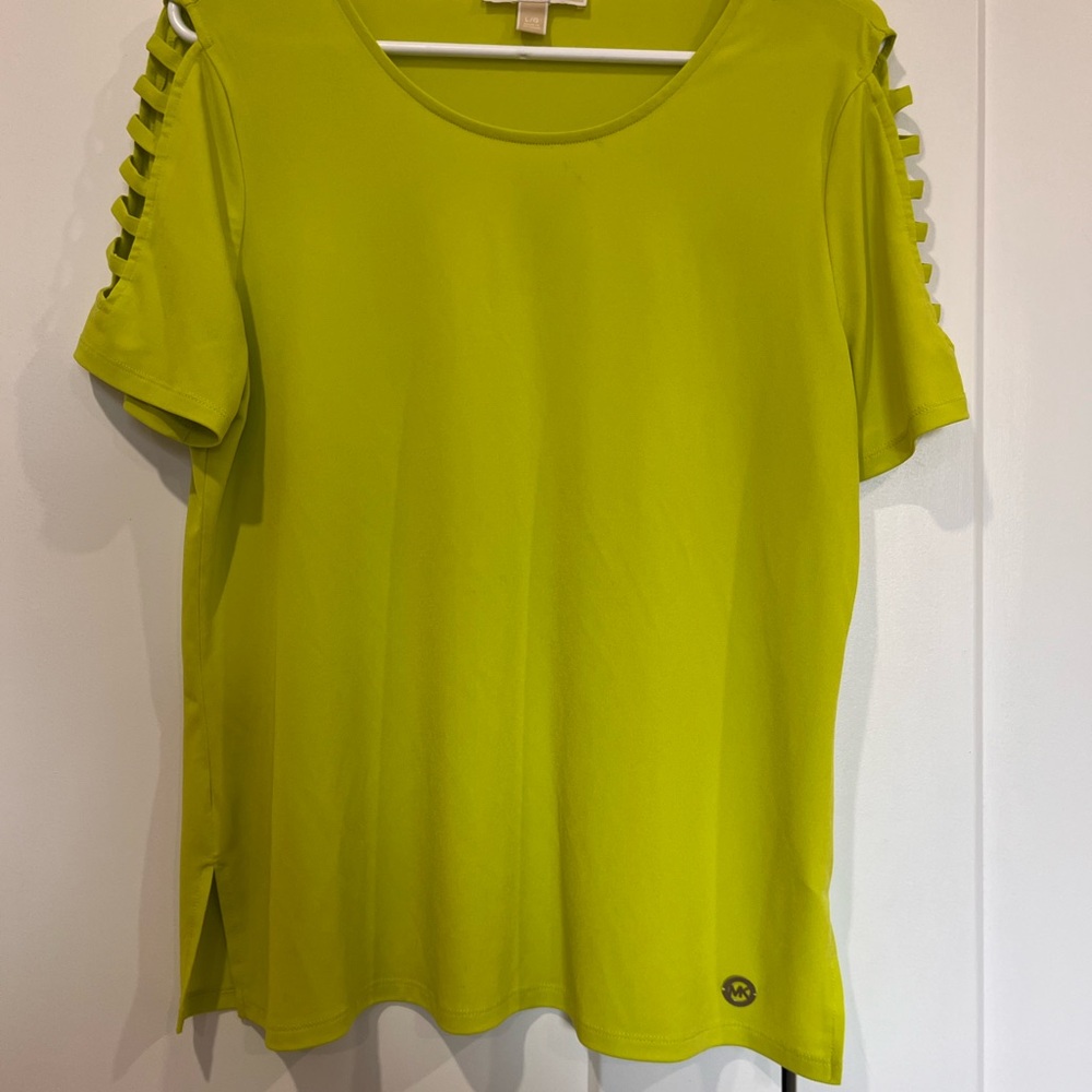 MICHAEL Michael Kors Yellow Cut Out Short Sleeve Blouse